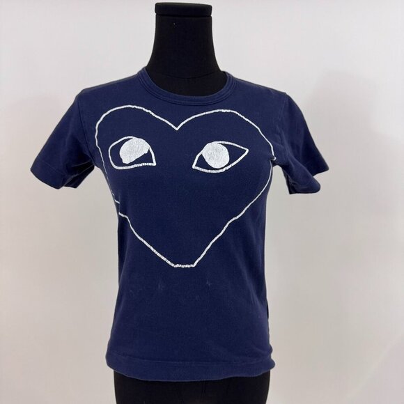 AUTHENTIC JAPANESE  Comme des Garcons PLAY CDG PLAY LOGO GRAPHIC T SHIRT - Picture 1 of 9